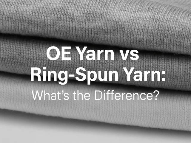Visual comparison of ring spun and open end yarn textures for heavy cotton tees