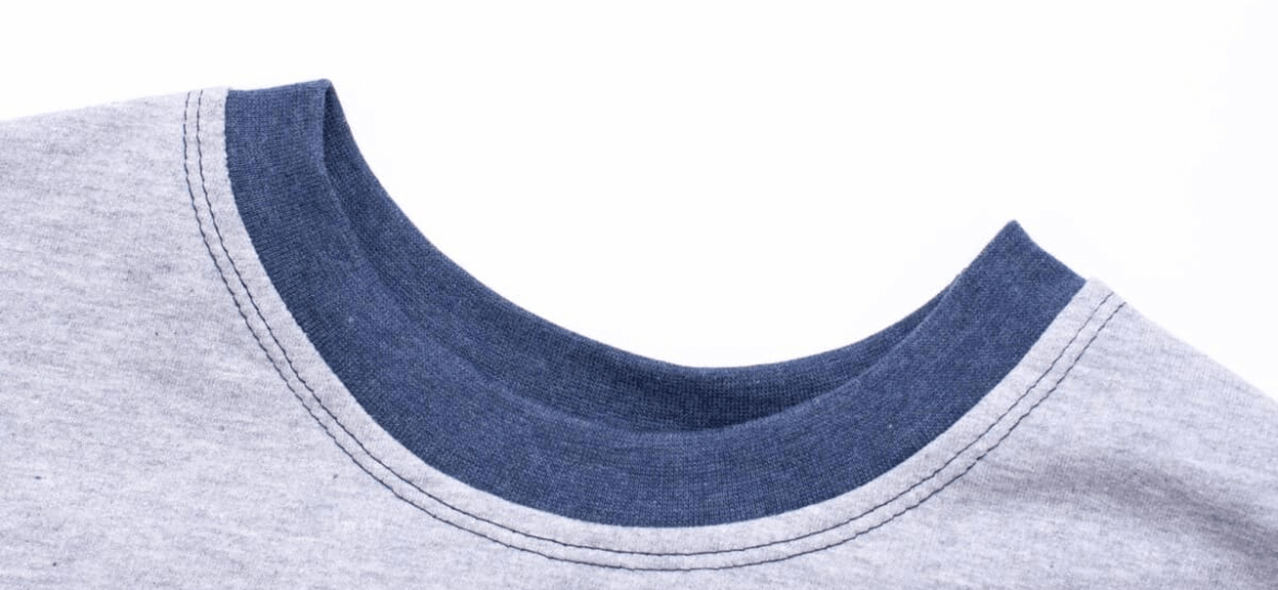 Reinforced neckline stitching improving collar strength on heavyweight t-shirts