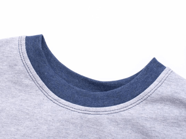 Reinforced neckline stitching improving collar strength on heavyweight t-shirts