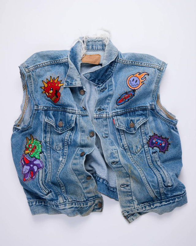 Premium private label denim vest featuring custom design details and modern fashion styling