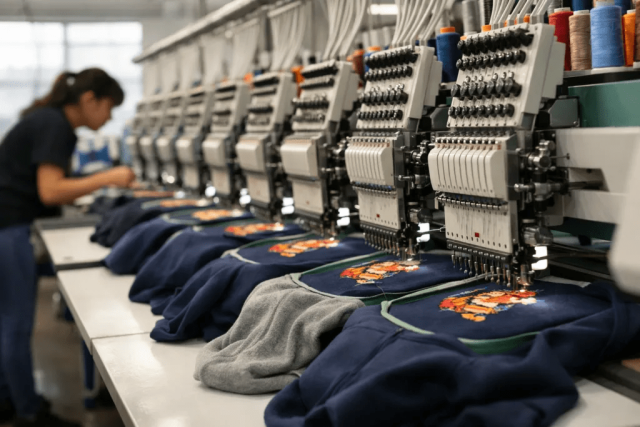 Chenille embroidery patch on custom hoodie with textured premium finish