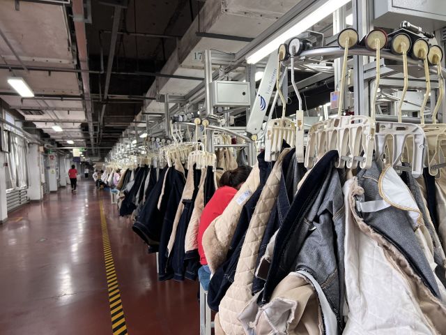Denim jacket manufacturing process highlighting quality differences between premium and fast fashion production