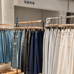 Fashion model wearing extra long stacked jeans demonstrating today's oversized denim trend