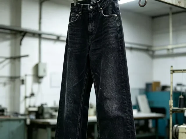 Private label denim manufacturing process from design concept to finished jeans production