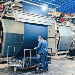 denim garment factory production line cutting sewing assembly workflow OEM manufacturing