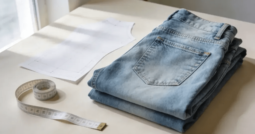 Fashion brand planning board showing denim business development strategy and product roadmap