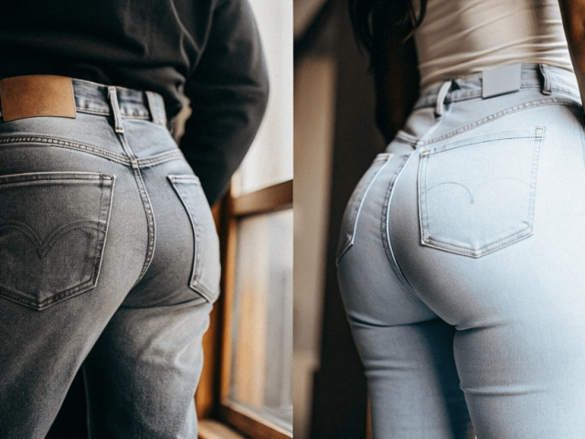 Street style outfits showing masculine and feminine jeans styling differences
