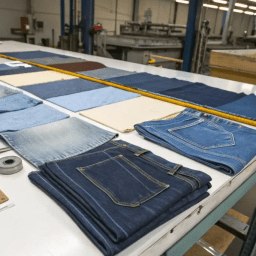 Denim wash technique illustration showing stone wash and enzyme wash effects