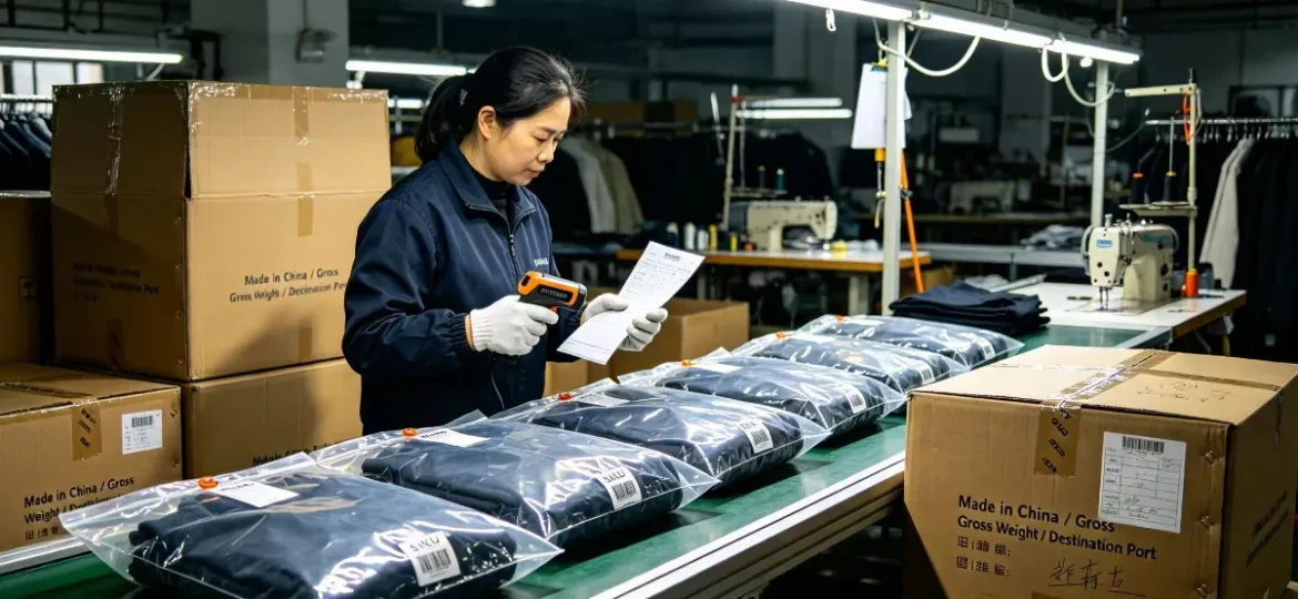 Garment quality inspection process before bulk apparel shipment