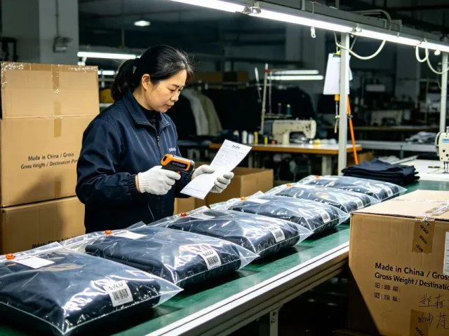 Garment quality inspection process before bulk apparel shipment