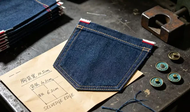 Double-needle reinforced stitching on premium denim jacket