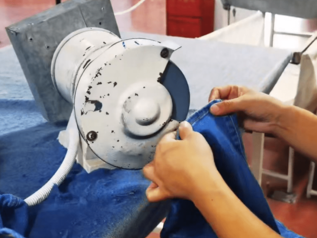 Denim finishing process improving garment appearance and comfort