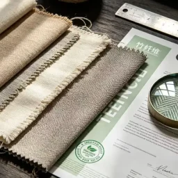 Collection of sustainable fabrics including organic cotton, recycled polyester, bamboo and TENCEL™ textiles