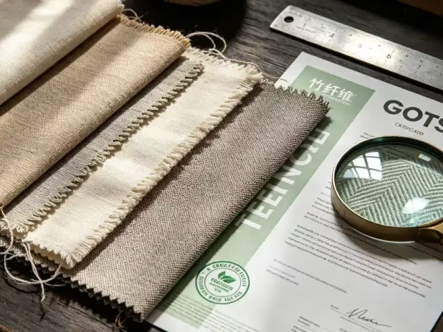 Collection of sustainable fabrics including organic cotton, recycled polyester, bamboo and TENCEL™ textiles