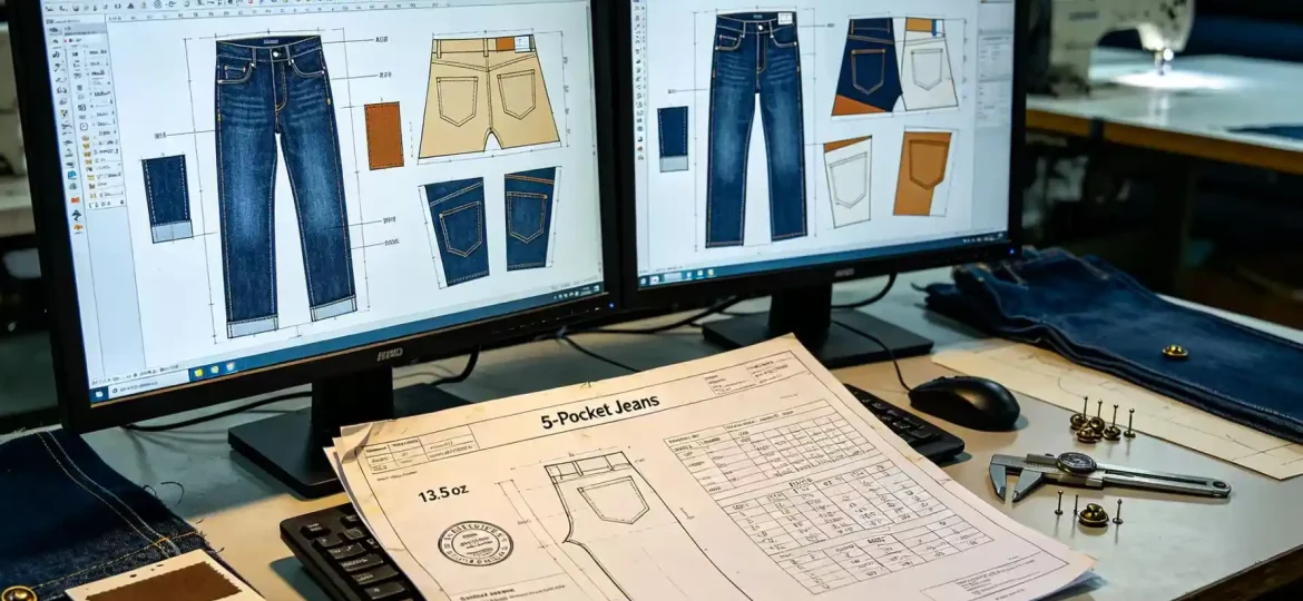 Custom jeans sample development process before bulk garment manufacturing