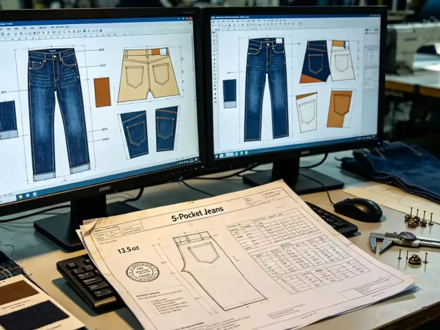 Custom jeans sample development process before bulk garment manufacturing