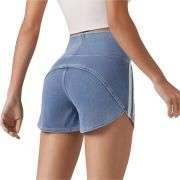 High Waist Tummy Control Side Stripe Stretch Denim Shorts