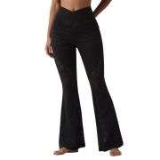High Waisted Crossover Contrast Lace Flare Jeans