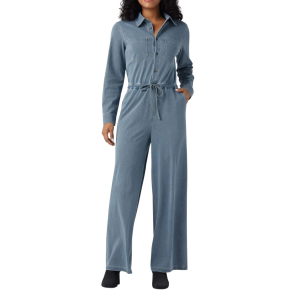 Long Sleeve Drawstring Wide Leg Denim Jumpsuit