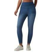High Waisted Butt Lifting Denim Casual Leggings with Pockets