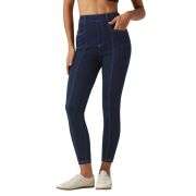 High Waisted Stretch Denim Leggings with Pockets