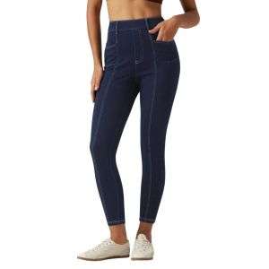 High Waisted Stretch Denim Leggings with Pockets
