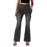Mid Rise Cross Waistband Bootcut Jeans