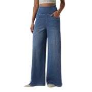 High Rise Stretch Wide Leg Pull-On Jeans with Pockets