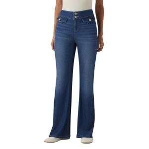 Low Rise Double Button Flare Jeans