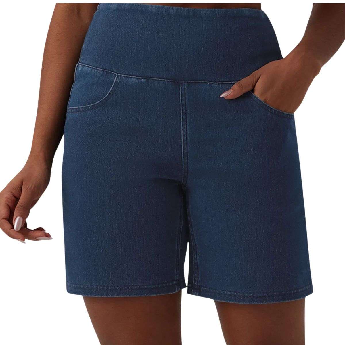 High Waist Tummy Control Stretch Denim Shorts