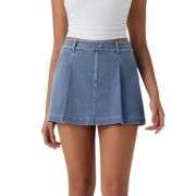 High Waist A-Line Denim Skort with Pockets