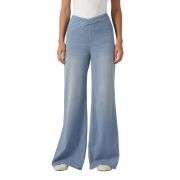Crossover Waist Relaxed Wide Leg Jeans
