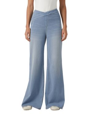 Crossover Waist Relaxed Wide Leg Jeans