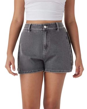 High Waist 3-Inch Zip Denim Shorts