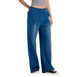 Custom Pleated Wide Leg Jeans Manufacturer