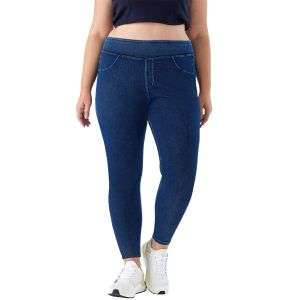 Plus-Size High-Waist Dual-Pocket Slim Denim Pants