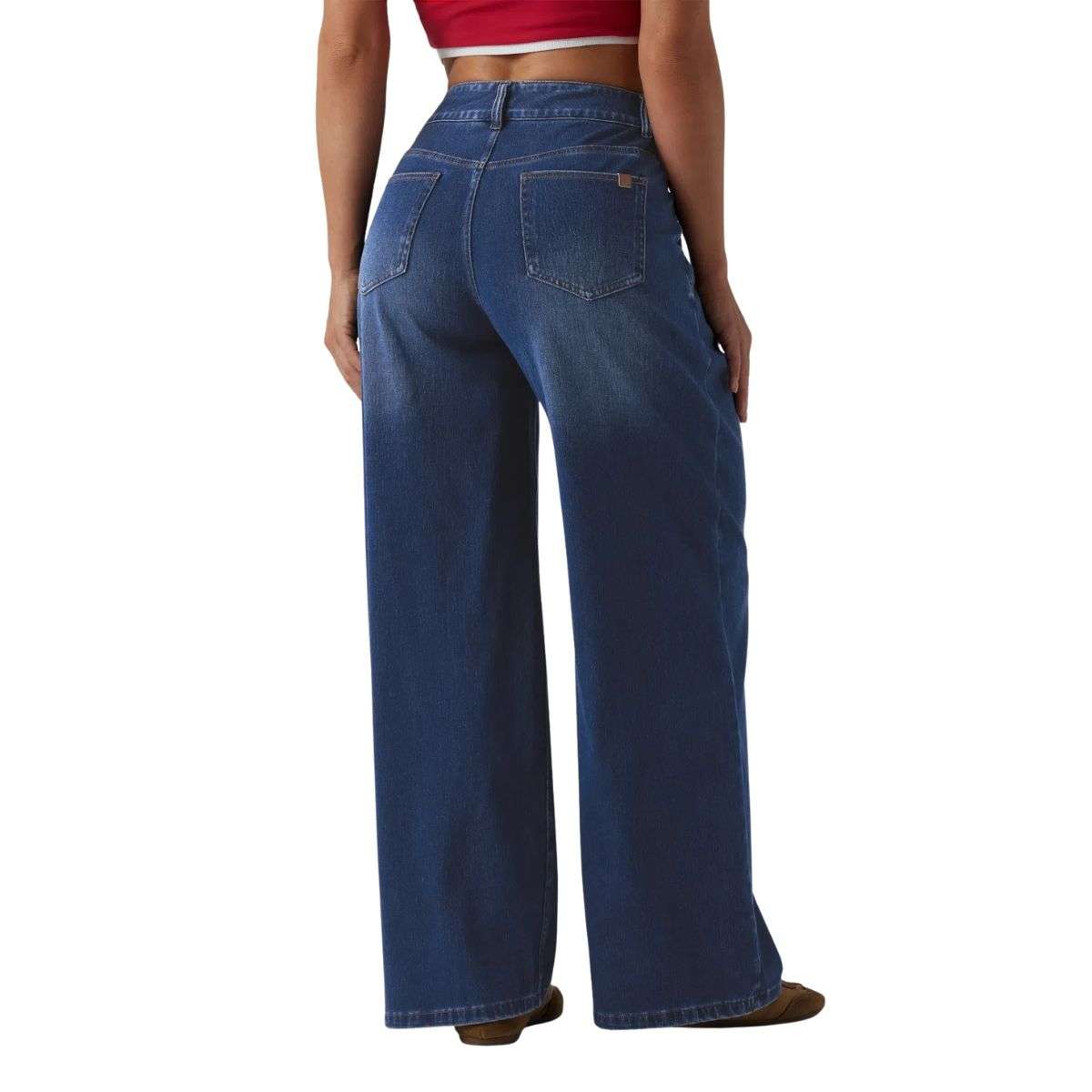 Mid Rise Wide Leg Casual Jeans