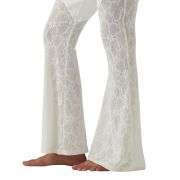 High Waisted Crossover Contrast Lace Flare Jeans