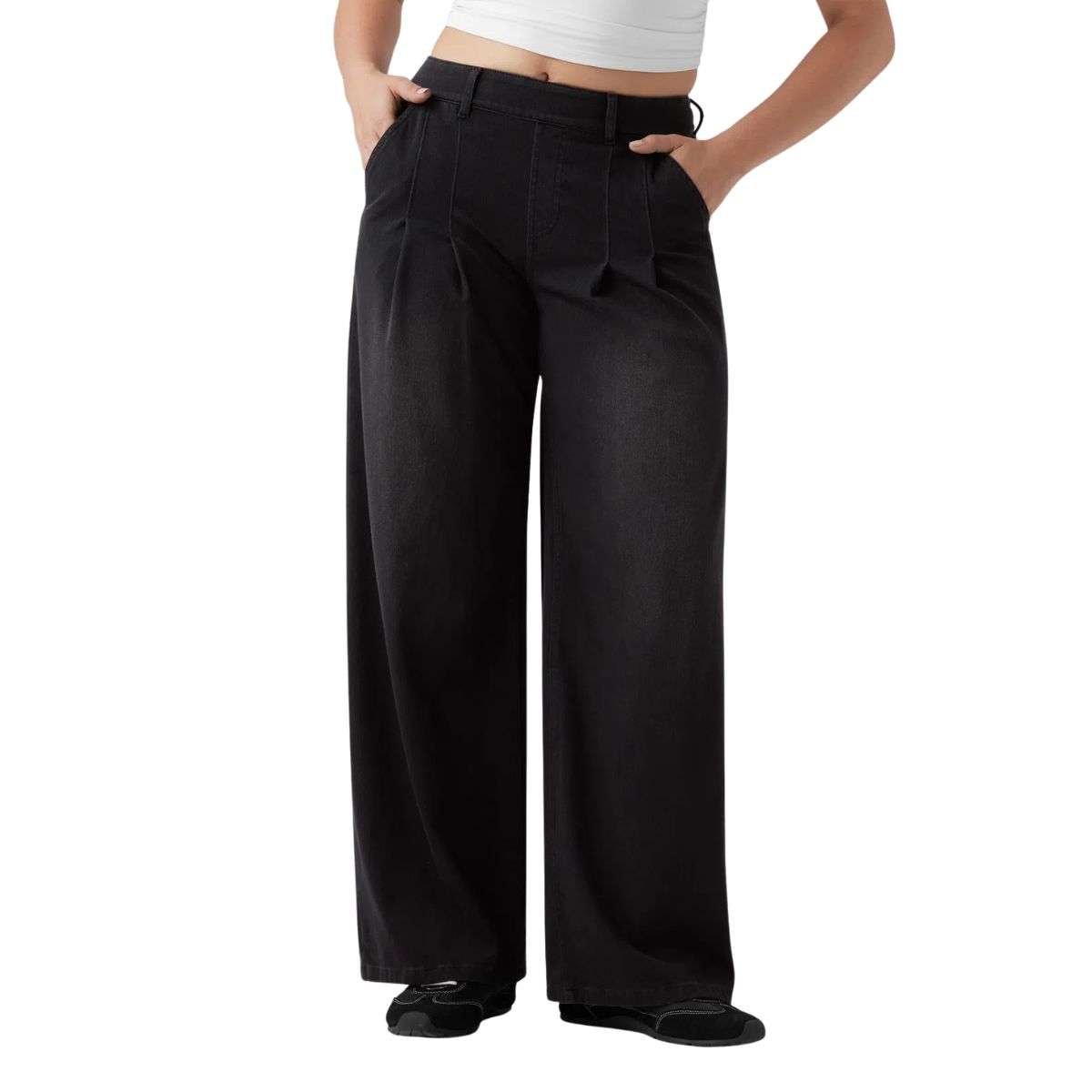 Mid Rise Wide Leg Casual Jeans