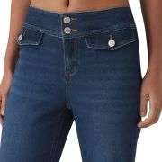 Low Rise Double Button Flare Jeans