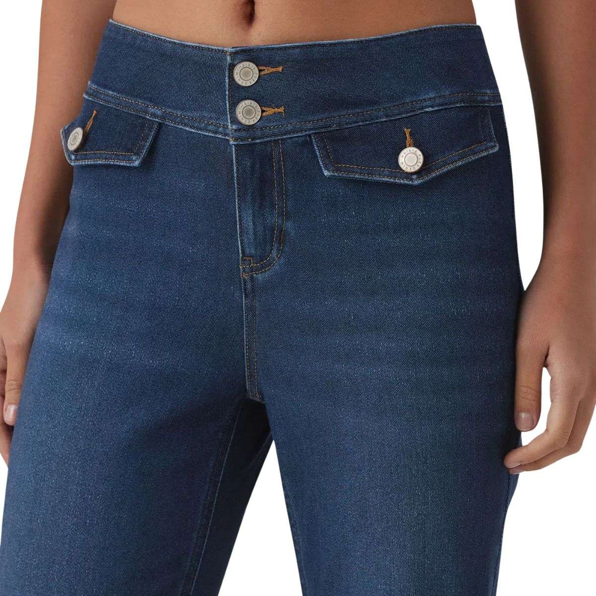 Low Rise Double Button Flare Jeans