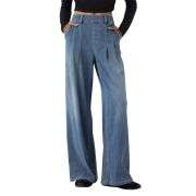 Mid Rise Wide Leg Casual Jeans