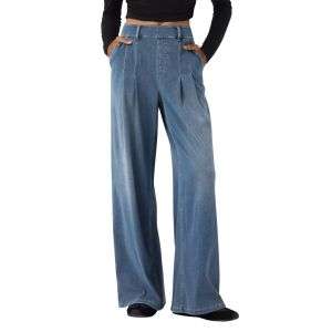 Mid Rise Wide Leg Casual Jeans