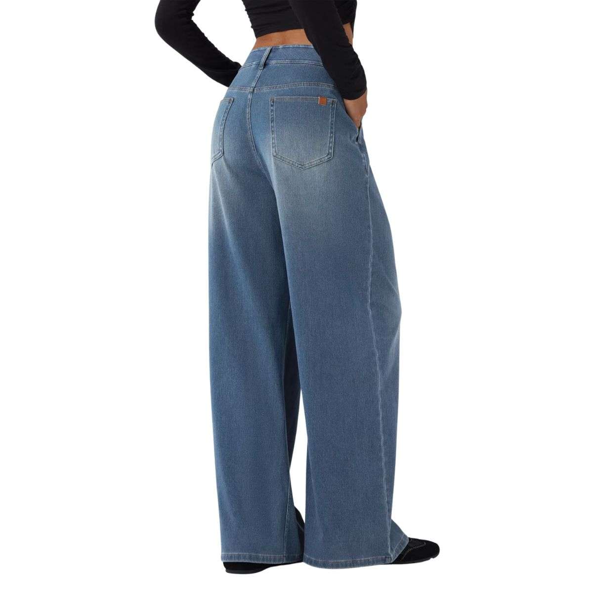 Mid Rise Wide Leg Casual Jeans