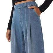 Mid Rise Wide Leg Casual Jeans