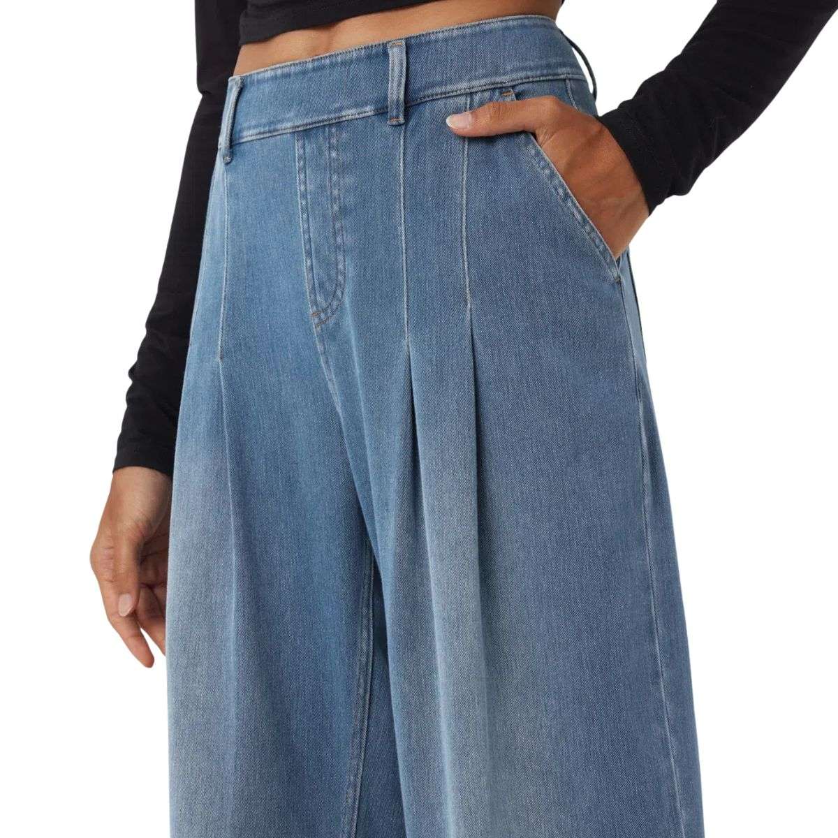 Mid Rise Wide Leg Casual Jeans