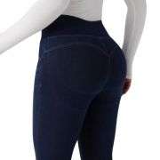 High Waisted Butt Lifting Denim Casual Leggings with Pockets