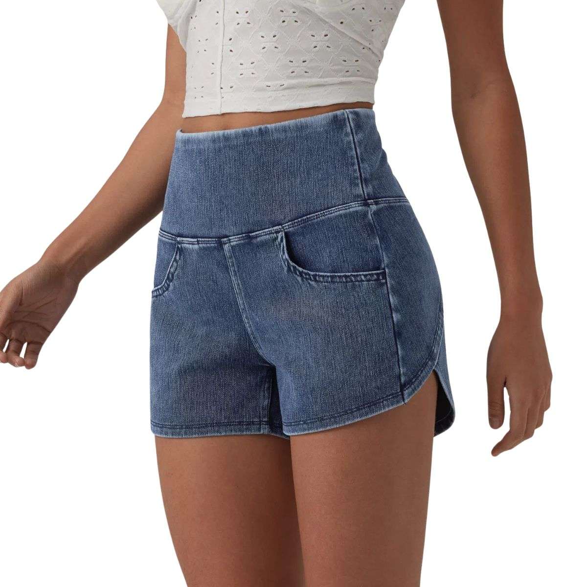High Waisted Tummy Control Denim Shorts