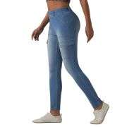 Mid Rise Skinny Cargo Jeans