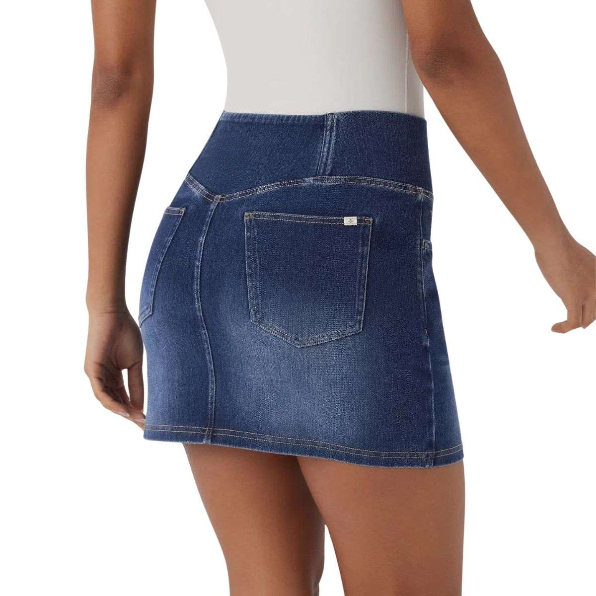 Crossover Pocket Denim Mini Skirt